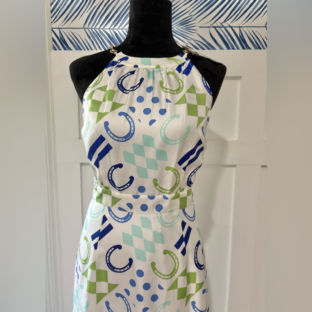 * NEW * 🏇 Vineyard Vines Horseshoe Patchwork Lined Kentucky Derby Dress Size 2 - Picture 9 of 16
